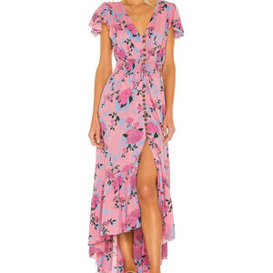 Tiare Hawaii New Moon Maxi Dress Size Small Medium Secret Garden Pink Floral